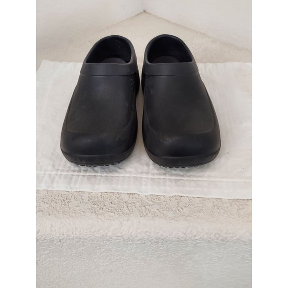 TREDSAFE Womens 6 Mens 5 Black Shoes Slip Oil Resistant Slip On Clog Nursing - Picture 1 of 7